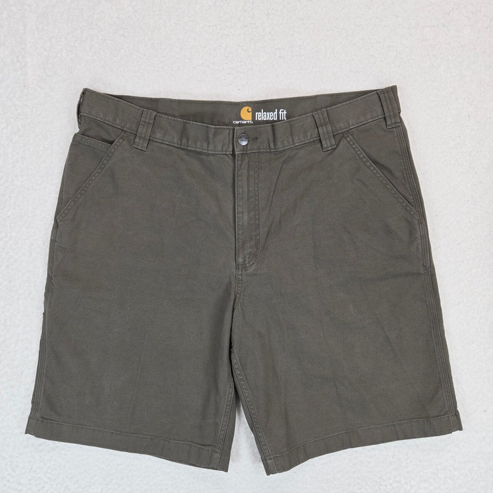 Carhartt Rugged Flex Shorts Mens 40 Green Relaxed Fit Canvas Workwear Stretch
